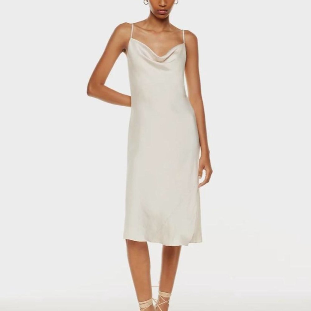 Wilfred Only Satin Cowlneck Slip Dress Midi Bias Ivory Small Bridal Bachelorette
